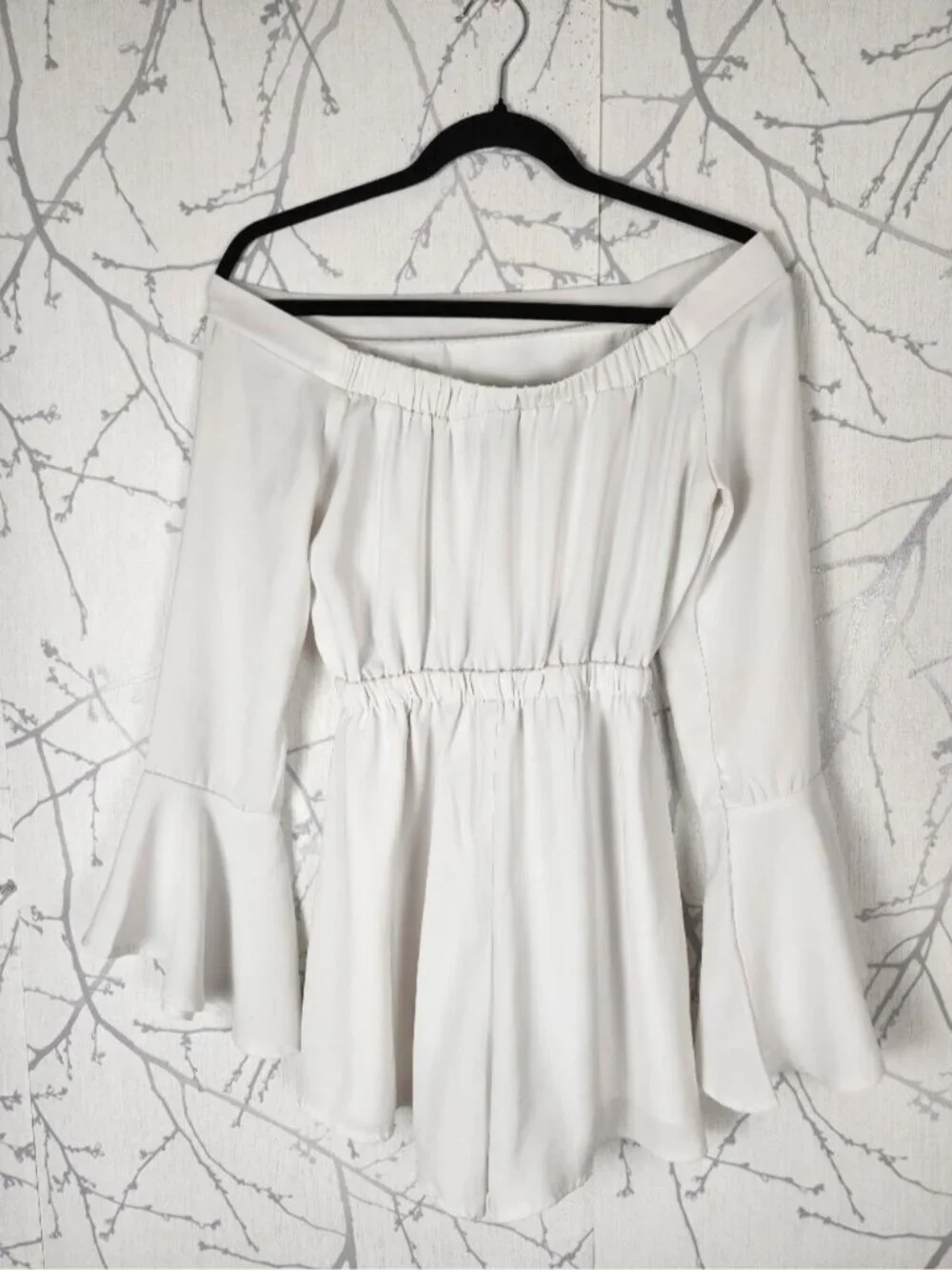 Polly White Marsanne Off Shoulder Romper